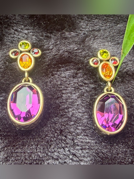 Heidi Daus Jewelry - Heidi Daus "Double Play" Crystal Drop Earrings - Purple, Orange and Lime Green